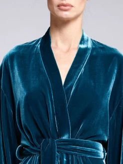 Seide-Viscose Samt Kimono DANY Von Vivis -Modische Unterwäsche kimono kurz v00038 dany blau vivis 5 2