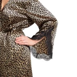 Seiden-Kimono LACE ANIMALIER Leopard Von Luna Di Seta -Modische Unterwäsche kimono seide leopard lace animalier luna di seta detail