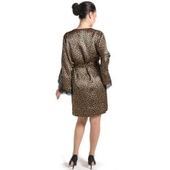 Seiden-Kimono LACE ANIMALIER Leopard Von Luna Di Seta -Modische Unterwäsche kimono seide leopard lace animalier luna di seta rueckseite