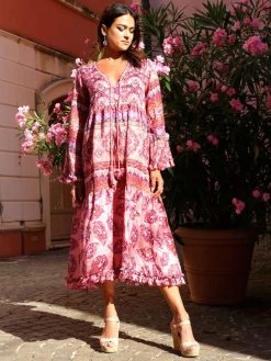 Seidenbatist Strandkleid BERENICE ROSA Beere-lila Von Laetitia Beachwear -Modische Unterwäsche kleid rosa b140 laetitia