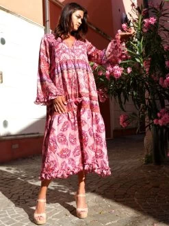 Seidenbatist Strandkleid BERENICE ROSA Beere-lila Von Laetitia Beachwear -Modische Unterwäsche kleid rosa b140 laetitia 3