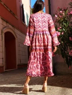 Seidenbatist Strandkleid BERENICE ROSA Beere-lila Von Laetitia Beachwear -Modische Unterwäsche kleid rosa b140 laetitia 5