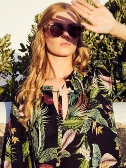 Viscose Tunika EXOTIC LEAVES Schwarz Grün Von Fürstenberg -Modische Unterwäsche kleid schwarz bunt 245 31552 fuerstenberg 2