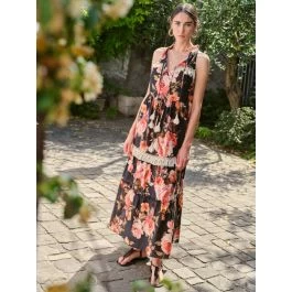 Sommerkleid Lang FLOR No. 2 Apricot Schwarz Von Fiori Di Chiara 3 Sommerkleid Lang FLOR No. 2 Apricot Schwarz Von Fiori Di Chiara