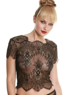 Spitze Kurzarm Top Von Prelude Milano -Modische Unterwäsche kurzarm top spitze yl277 yl277.neg 1 prelude milano