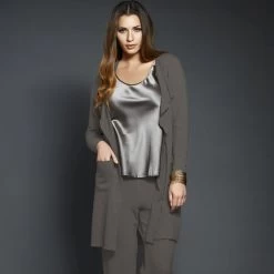 Baumwollmix Morgenmantel CASUAL Kuschelig Von Gattina -Modische Unterwäsche kuschel baumwolle mantel 384390 gattina fango 8