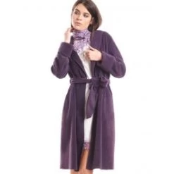 Morgenmantel KUSCHEL FLEECE Pflaume-violett Von Fiori Di Chiara
