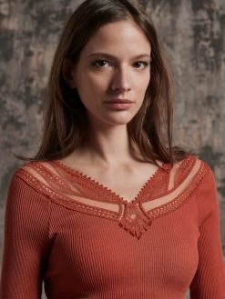 Merino Wolle-Seide LANGARMSHIRT Von Oscalito 7 Merino Wolle-Seide LANGARMSHIRT Von Oscalito -Modische Unterwäsche langarm shirt gerippt wolle seide paprika 6446 oscalito 5