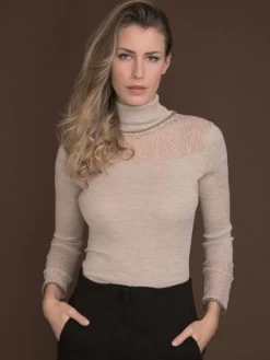 Merinowolle-Seide ROLLKRAGEN SHIRT Gerippt Von Artimaglia 8 Merinowolle-Seide ROLLKRAGEN SHIRT Gerippt Von Artimaglia -Modische Unterwäsche langarmshirt wolle seide 78004 ml beige artimaglia 2