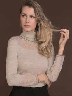 Merinowolle-Seide ROLLKRAGEN SHIRT Gerippt Von Artimaglia 9 Merinowolle-Seide ROLLKRAGEN SHIRT Gerippt Von Artimaglia -Modische Unterwäsche langarmshirt wolle seide 78004 ml beige artimaglia