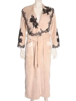 Warmer Hausmantel FREDA Lang Weich Marjolaine -Modische Unterwäsche marjolaine hausmantel freda fre2202 sand 1