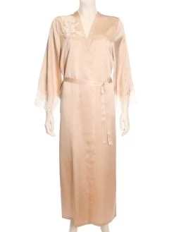 100% Seide Morgenmantel EGERIE Mit Caudry Spitze Von Marjolaine -Modische Unterwäsche marjolaine morgenmantel egerie 3ege2201 sand naturel