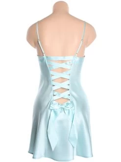 100% Seidennachthemd GLYCINE Uni Von Marjolaine -Modische Unterwäsche marjolaine seide nachthemd glycine 3gly0101 hellblau ruecken 4 1