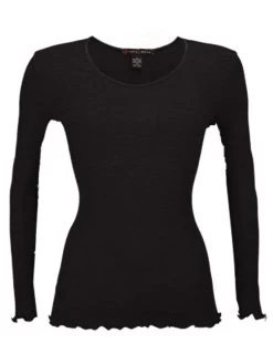 Merinowolle-Seide LANGARM SHIRT Gerippt Von Artimaglia -Modische Unterwäsche merino wolle seide langarm shirt 43904 schwarz artimaglia 5
