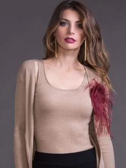 Merinowolle-Seide CAMISOLE TOP Gerippt Von Artimaglia -Modische Unterwäsche merino wolle seide top 43902 sand artimaglia 5 1