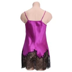 100% Seide Mini Combinette CHANTAGE Kurz Mit Spitze Von Marjolaine -Modische Unterwäsche mini combinette chantage 301 orchidee marjolaine ruecken 1 1