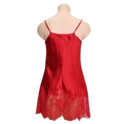 100% Seide Mini Combinette CHANTAGE Kurz Mit Spitze Von Marjolaine -Modische Unterwäsche mini combinette chantage 301 rot marjolaine ruecken 1 1