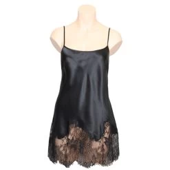 100% Seide Mini Combinette CHANTAGE Kurz Mit Spitze Von Marjolaine -Modische Unterwäsche mini combinette chantage 301 schwarz marjolaine 1 1