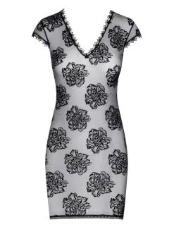 Lingerie Kleid ROBE 11 Tüll Schwarz Von Cadolle -Modische Unterwäsche mini robe 11 velours floque noire 4096fd schwarz cadolle 2