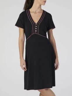 Modal Nachtkleid Knielang Schwarz-pink Von Verdiani -Modische Unterwäsche modal nachthemd schwarz 4520 verdiani 3 1