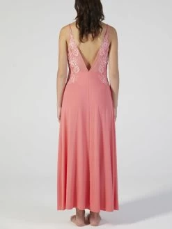 Modal Neglige Mit Spitze Lang CORALLO Pink Von Verdiani -Modische Unterwäsche modal neglige lang coral pink 4523 verdiani 2