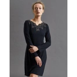 Modal Langarm Nachtkleid BLACK Schwarz Von Fürstenberg 3 Modal Langarm Nachtkleid BLACK Schwarz Von Fürstenberg