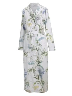 Baumwolle Doubleface Hausmantel IRIS Weiß Aqua Von Fürstenberg -Modische Unterwäsche morgenmantel baumwolle satin iris weiss blau 42313873 eva b bitzer 2