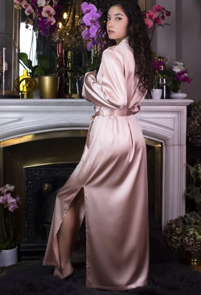 Seide Morgenmantel Lang NELIA Uni Marjolaine 10 Seide Morgenmantel Lang NELIA Uni Marjolaine – Bild 8