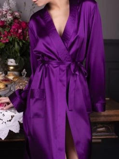 Seide Morgenmantel Lang NELIA Uni Marjolaine 17 Seide Morgenmantel Lang NELIA Uni Marjolaine -Modische Unterwäsche morgenmantel lang nelia prune 4nel2201 marjolaine 4 1