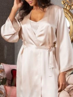 100% Seide Morgenmantel LAURIAN Lang Von Marjolaine -Modische Unterwäsche morgenmantel laser laurian soie unie sable marjolaine 8