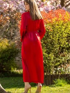 100% Seide Morgenmantel LAURIAN Lang Von Marjolaine -Modische Unterwäsche morgenmantel seide lang rot laurian rouge marjolaine 3 8