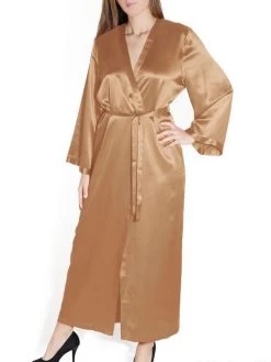 100% Seide Morgenmantel LAURIAN Lang Von Marjolaine -Modische Unterwäsche morgenmantel seide laurian goldbeige marjolaine 1 4