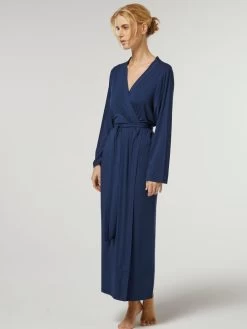 Viscose Jersey Morgenmantel Lang BAMBOLA Von Vivis -Modische Unterwäsche morgenmantel viscose lang v00337 bambola nachtblau vivis 2 1