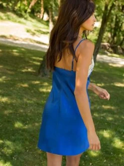 100% Seide Nachthemd MARJOLIE No. 1 Mit Spitze Marjolaine -Modische Unterwäsche nachthemd seide 3mar0101 royalblau weiss marjolaine 2 6