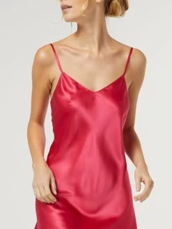100% Seide Nachthemd CAROLINE Klassisch Von Vivis -Modische Unterwäsche nachthemd seide caroline v00003 geranio rot vivis 1 2