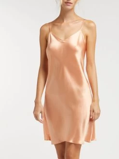 100% Seide Nachthemd CAROLINE Klassisch Von Vivis -Modische Unterwäsche nachthemd seide caroline v00003 salmone vivis 1 1 1