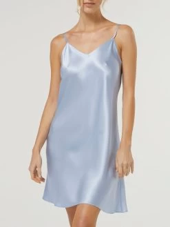 100% Seide Nachthemd CAROLINE Klassisch Von Vivis -Modische Unterwäsche nachthemd seide caroline v00003 sky hellblau vivis 2 1 1