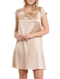 Seide Kurzarm Nachtkleid SEDUZIONE DI SETA Uni Von Gattina -Modische Unterwäsche nachtkleid seide gold nude 381423 seduzione di seta gattina 2