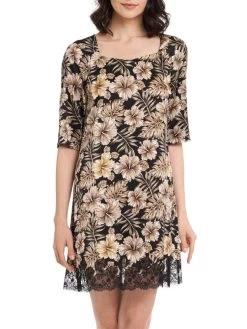 Seide Halbarm-Nachtkleid JOANNA Mit Spitze Von GATTINA 8 Seide Halbarm-Nachtkleid JOANNA Mit Spitze Von GATTINA -Modische Unterwäsche nachtkleid seide halbarm joanna 393233 schwarz gold gattina 2