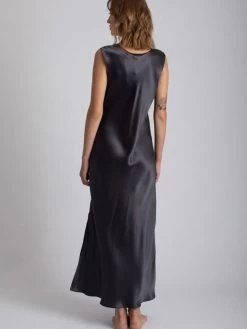 100% Seide Nachtkleid LEONA Lang Von Vivis -Modische Unterwäsche nachtkleid seide lang v00586 leona anthrazit vivis 2 1