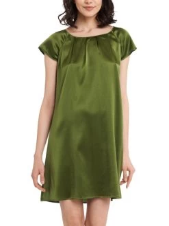 Seide Kurzarm Nachtkleid SEDUZIONE DI SETA Von Gattina -Modische Unterwäsche nachtkleid seide moosgruen 381423 seduzione di seta gattina