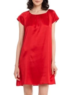 Seide Kurzarm Nachtkleid SEDUZIONE DI SETA Von Gattina -Modische Unterwäsche nachtkleid seide scarlett leuchtend rot 381423 seduzione di seta gattina