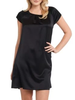 Seide Kurzarm Nachtkleid SEDUZIONE DI SETA Von Gattina -Modische Unterwäsche nachtkleid seide schwarz 381423 seduzione di seta gattina