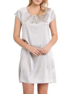 Seide Kurzarm Nachtkleid SEDUZIONE DI SETA Von Gattina -Modische Unterwäsche nachtkleid seide silber 381423 seduzione di seta gattina
