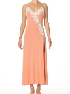 Modal Neglige BOUQUET Lachs-rosé Von Ritratti -Modische Unterwäsche neglige lang modal lachs rose bouquet 72487 ritratti