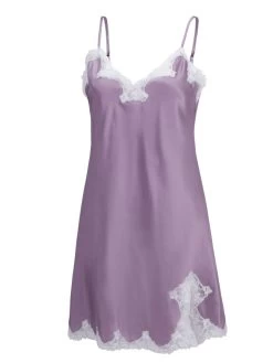 100% Seide Neglige SATIN + LACE Kurz Von Eva B. Bitzer -Modische Unterwäsche neglige seide satin lace flieder 29314478 eva b bitzer 1 7