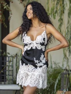 Stretchseide Nuisette RUBY Von Marjolaine -Modische Unterwäsche nuisette stretchseide 4rub0201 0402noir ivoire ruby marjolaine