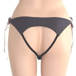 Ouvert-Slip Satin DIAMOR -Modische Unterwäsche ouvert panty grau rosa diamor 4021d108 rueckseite