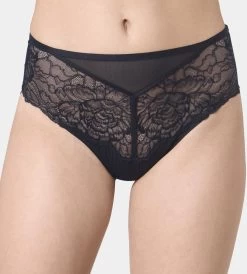 Hoher Slip Mit Spitze PEONY FLORALE Maxi By Triumph -Modische Unterwäsche peony florale hoher slip 10181758 schwarz triumph 1