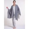 Feinstrick Wolle-Kaschmir PONCHO Von Verdiani Loungewear -Modische Unterwäsche poncho doubleface wolle kaschmir grau ecru 8810 loungewear verdiani